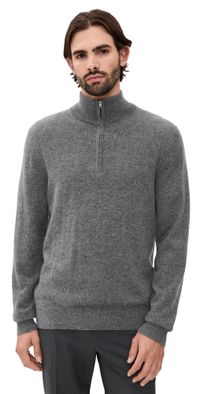 Vince Cashmere Quarter Zip Sweater Med H Grey L