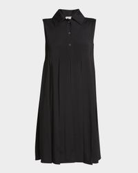Pleated Polo Mini Shirt Dress