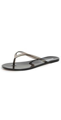 Black Suede Studio Crystal Jelly Flip Flops Black 41/42