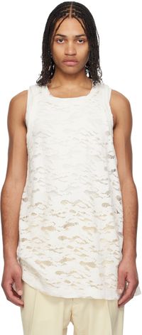 Comme des Garçons Homme Plus White Raschel Lace Tank Top
