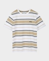 Boy's Short-Sleeve Cotton Jersey Stripe T-Shirt, Size 4-5