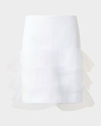 Ruffle-Trim Ribbed Mini Skirt