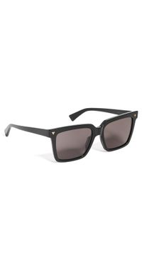 Bottega Veneta Oversized Square Sunglasses Black-Black-Grey One Size