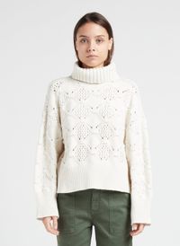 Vila - Pull col roulé en coton - Taille L - Beige