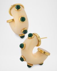 Round Malachite Hoop Earrings