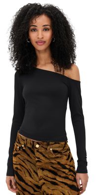 Good American Weightless Sculpting One Shoulder Top Black001 XS