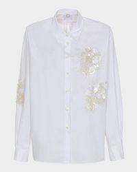 Bead & Sequin Floral Cotton Blouse