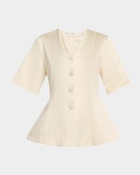 Merlina Button Flare-Hem Blouse