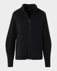 Cashmere-Silk Boucle Zip Cardigan