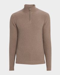 Men's Ribbed Cashmere Quarter-Zip Pullover