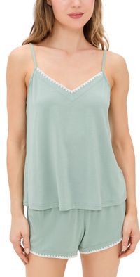 Eberjey Frida Cami and Shorts Pajama Set Eucalyptus/Ivory XL