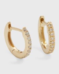 14K Gold Mini Diamond 0.08ct Huggie Earrings