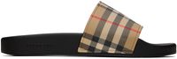 Burberry Sandales à enfiler noir et beige à carreaux