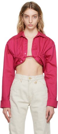 JACQUEMUS Pink Le Raphia 'La Chemise Machou' Shirt