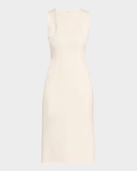 Square-Neck Crepe Sheath Dress
