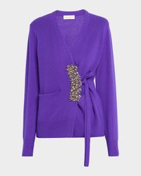 Tiah Beaded Cashmere Wrap Cardigan