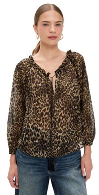 Nili Lotan Carley Silk Blouse Vintage Leopard Print XS