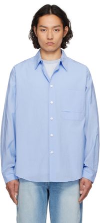 Solid Homme Blue Out Pocket Shirt