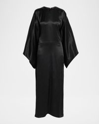 Satin Long-Sleeve Maxi Dress