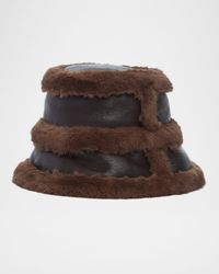 The Gstaad Faux Fur and Leather Bucket Hat