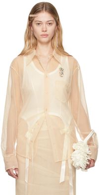 Simone Rocha Chemise beige à ornements facettés