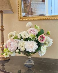 Cafe Au Lait Combo Faux Flowers in Glass Bowl