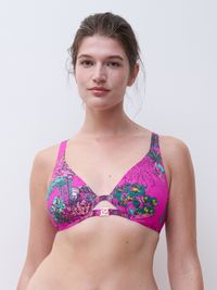 Chantelle - Haut de maillot de bain mono-armature plongeant bretelles multipositions - Taille 100D - Multicolore