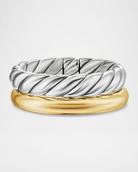 DY Mercer 2-Row Ring in Silver with 18K Gold, 8mm