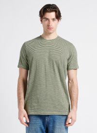Knowledge Cotton Apparel - Tee-shirt col rond rayé en coton bio - Taille XL - Vert