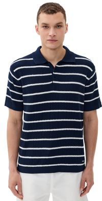 SIMKHAI Calum Polo Midnight Stripe M
