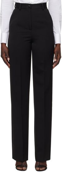 Dolce&Gabbana Black Wool Gabardine Tuxedo Trousers