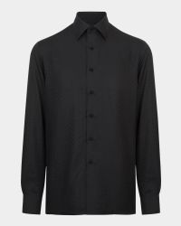 Men's Silk Geometric Jacquard Dress Shirt