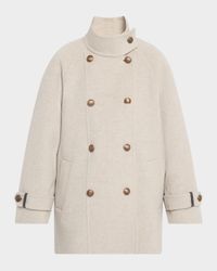 Melton Wool-Cashmere Double-Breasted Coat