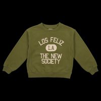 The New Society - Sweat col rond sérigraphié en coton - Taille 8A - Kaki
