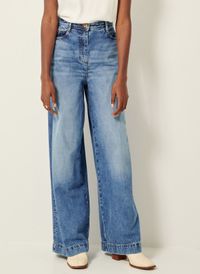 Sessun - Jean évasé taille haute en coton - Taille 42 - Bleu