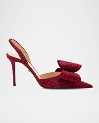 La Cadeau Crystal Suede Bow Slingback Pumps