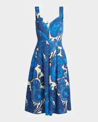 Floral Sleeveless Pleated Cotton Midi Sundress