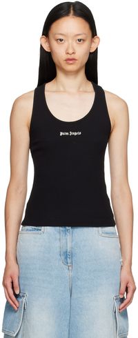 Palm Angels Black Embroidered Tank Top