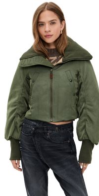 R13 Oversized Padded Flight Jacket Olive Green S