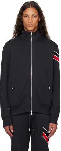 Moncler Pull bleu marine à garniture à rayures