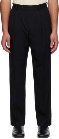 AURALEE Pantalon noir en gabardine légère à plis - Max