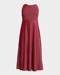 Sleeveless Striped Rib Knit Maxi Dress