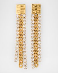 4G Crystal Golden Chain Pendant Earrings