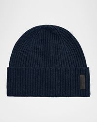 Men's Cashmere and Wool Cuff-Label Beanie Hat