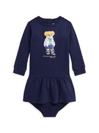 Baby Girl's Polo Bear Sweatshirt Dress & Bloomers Set - Newport Navy - Size 9 Months
