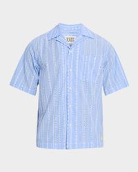 Men's Embroidered Stripe Camp Shirt