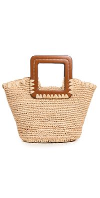 STAUD Shirley Raffia Mini Bucket Natural/Tan One Size
