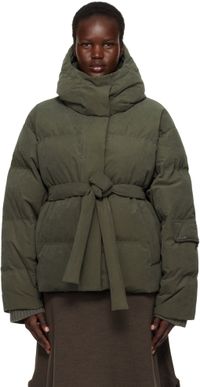 Holzweiler Blouson Steilia vert en toile brossée rembourré en duvet