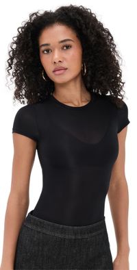 alice + olivia Hottie Short Sleeve Thong Bodysuit Black M