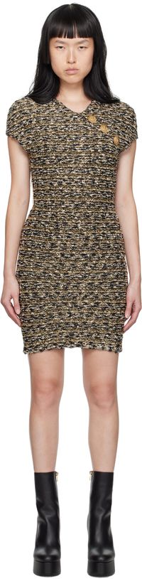 Balmain Black & Gold Button Minidress